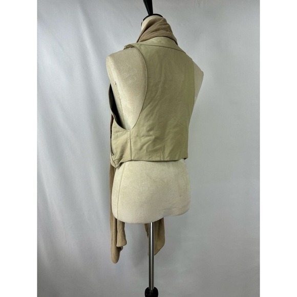 We Love Leather Doma Vest Cream Small Scarf Neck Zipper Accents - Picture 4 of 16